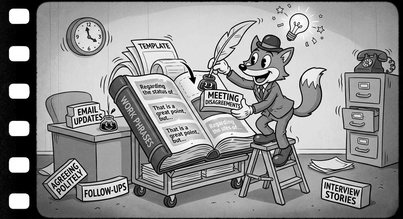 Building an English phrasebook for work — reusable phrase templates for meetings, emails, and professional conversations