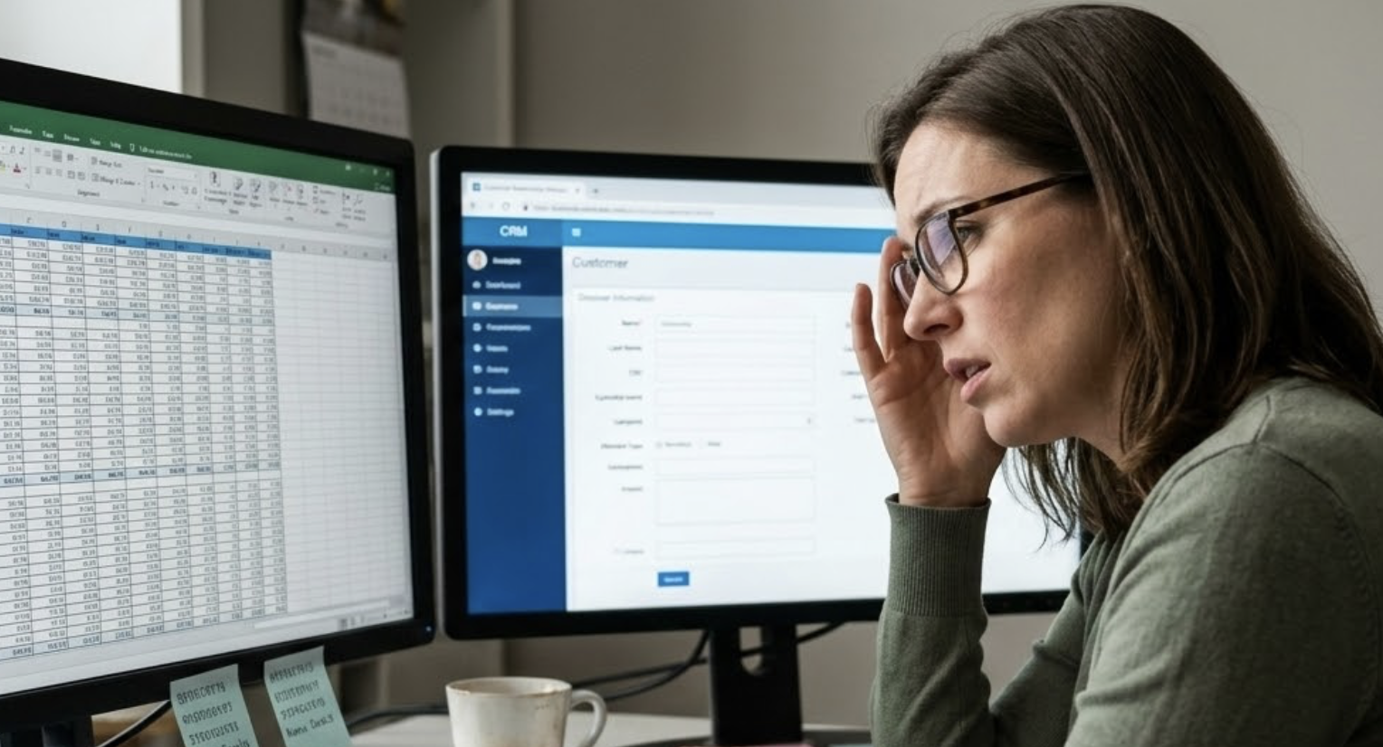 Manual data entry across multiple business apps