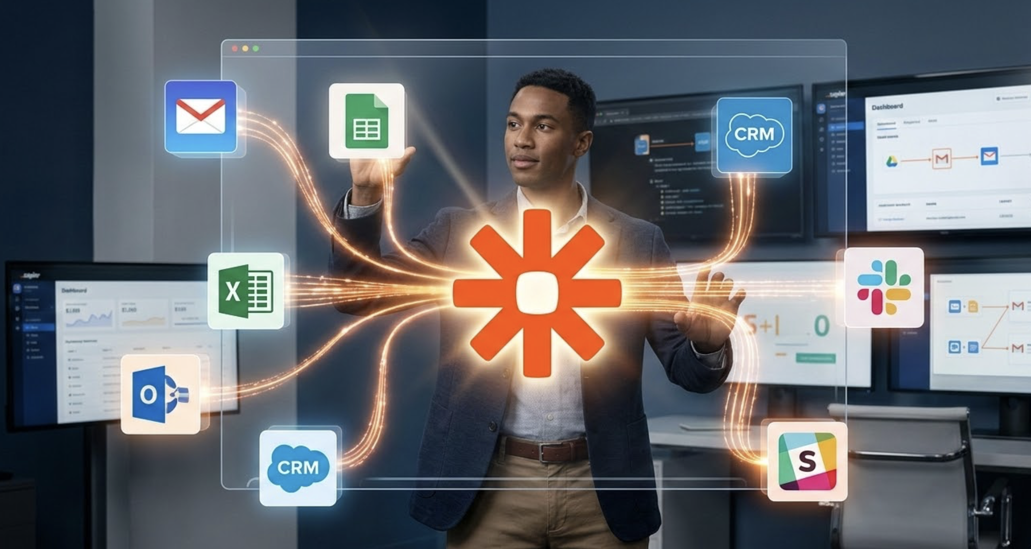 Zapier automation workflow connecting business apps and actions
